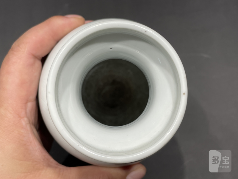 清康熙 白釉暗刻花卉纹盘口瓶 - 图6